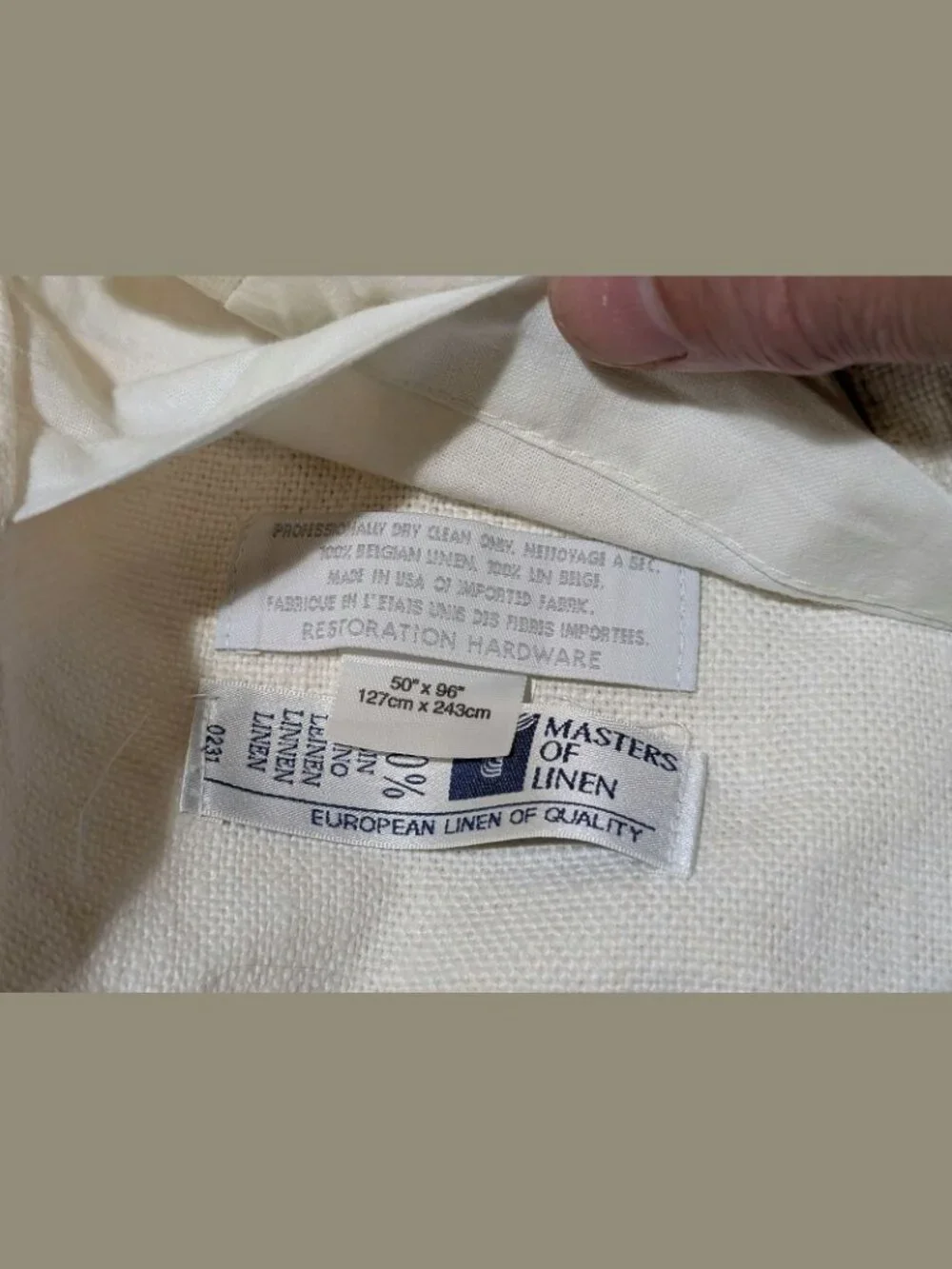 SET of 4 Restoration Hardware LINEN Belgian Heavyweight 4 PC 50x96